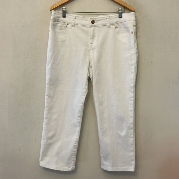 INC International Concepts white skinny regular fit cropped jeans Size 14P EUC - Picture 2 of 9